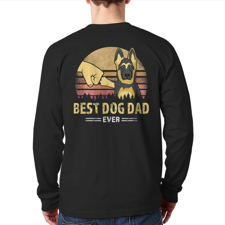 Best Dog Dad Ever German Shepherd Retro Puppy Lover  Back Print Long Sleeve T-shirt