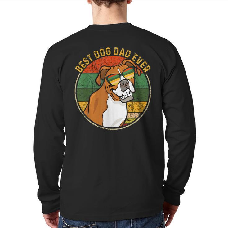 Best Dog Dad Ever Retro Vintage Boxer Dog Lover  Back Print Long Sleeve T-shirt