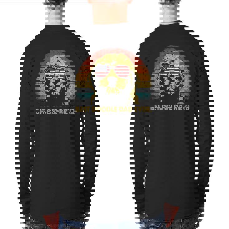 Best Doodle Dad Ever Usa Flag Retro Goldendoodle Lover Back Print Long Sleeve T-shirt