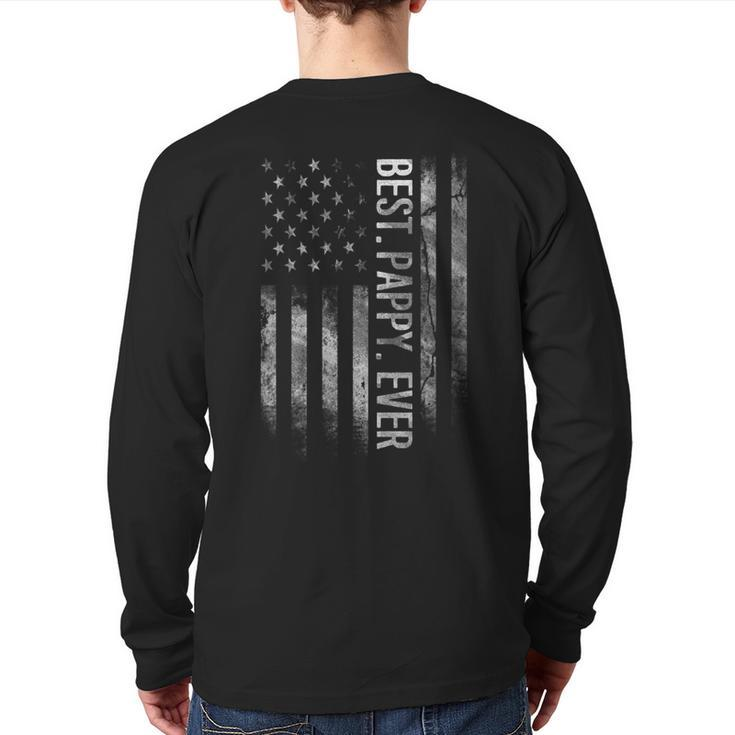 Best Pappy Dad Ever Vintage American Flag Father's Day Back Print Long Sleeve T-shirt