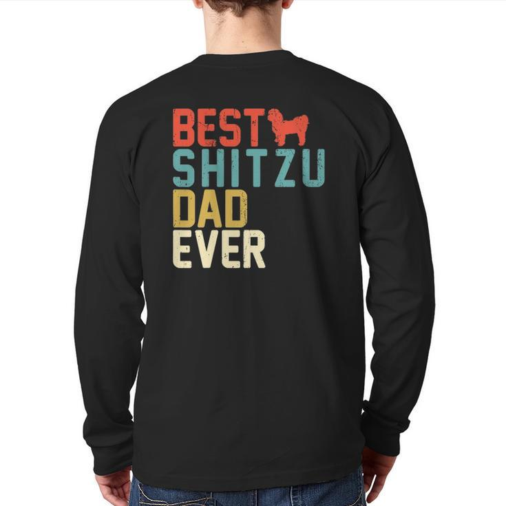 Best Shitzu Dad Ever Retro Vintage Back Print Long Sleeve T-shirt