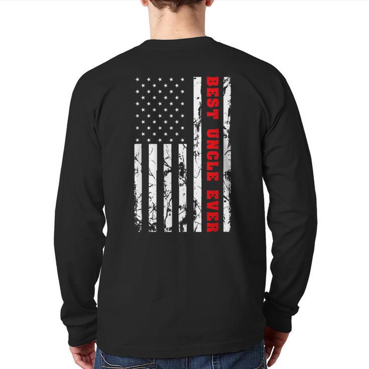 Best Uncle Ever Us Vintage Flag Patriotic Family Men Back Print Long Sleeve T-shirt