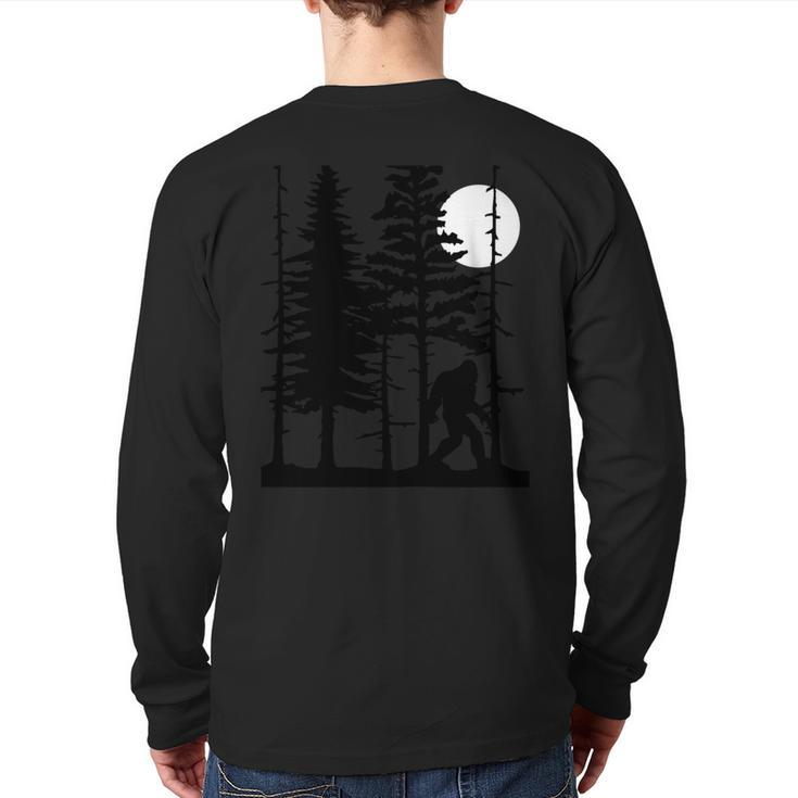 Bigfoot Hiding In Forest For Sasquatch Believers Back Print Long Sleeve T-shirt