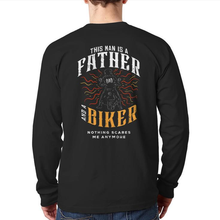Biker Dad Motorcycle Father's Day For Fathers Back Print Long Sleeve T-shirt