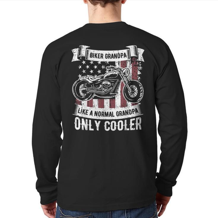 Biker Grandpa Ride Motorcycles Motorcycle Lovers Rider  Back Print Long Sleeve T-shirt