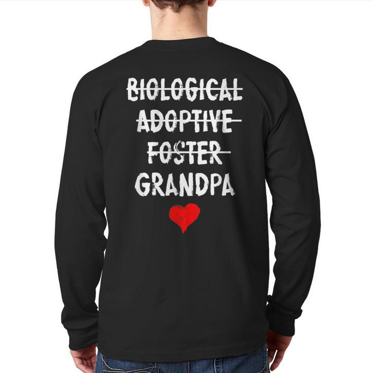 Biological Adoptive Foster Grandpa National Adoption Month  Back Print Long Sleeve T-shirt