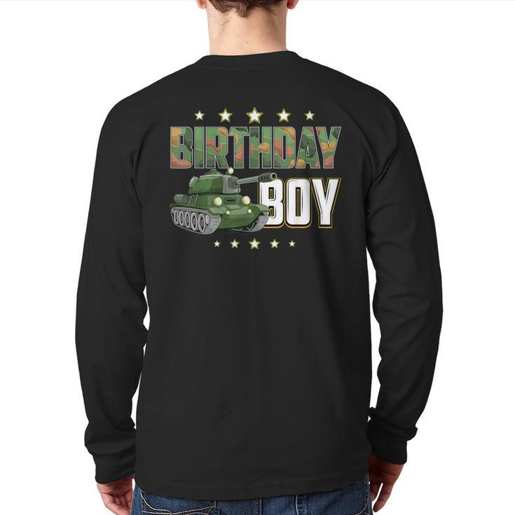 Birthday Boy Army Soldier Birthday Military Themed Camo Back Print Long Sleeve T-shirt
