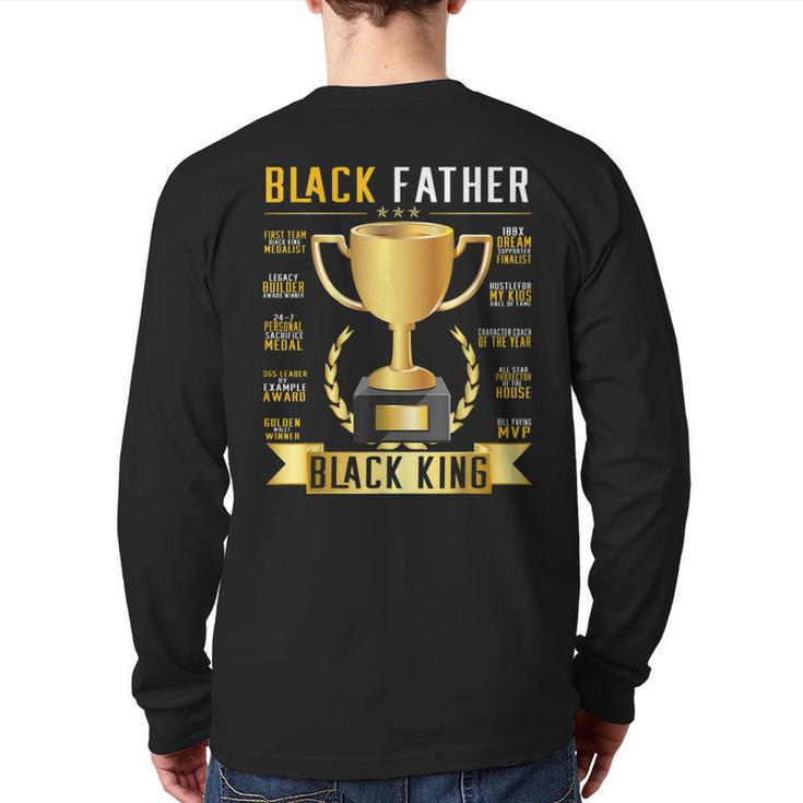 Black Father King Trophy Cup Afro Black Dad Fathers Day Back Print Long Sleeve T-shirt