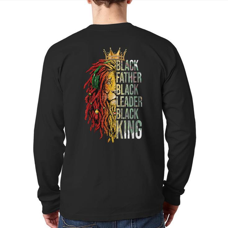 Black Father Leader King Melanin Men African Fathers Day Back Print Long Sleeve T-shirt