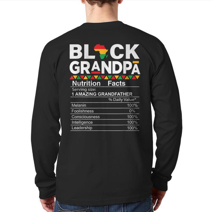 Black Grandpa Nutrition Facts African American Father's Day  Back Print Long Sleeve T-shirt
