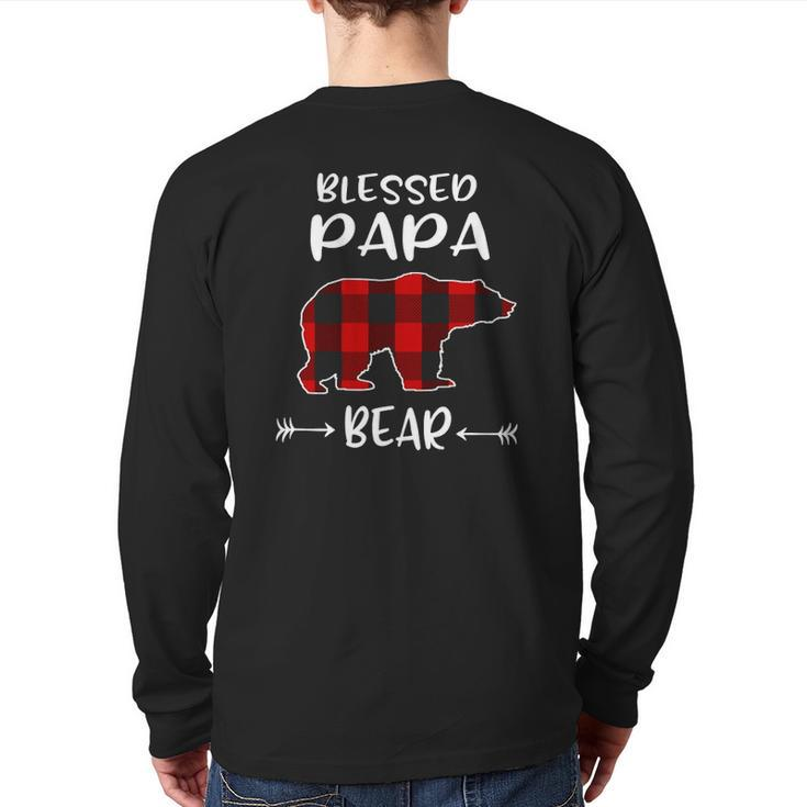 Blessed Papa Bear Buffalo Plaid Bear For Papa Back Print Long Sleeve T-shirt