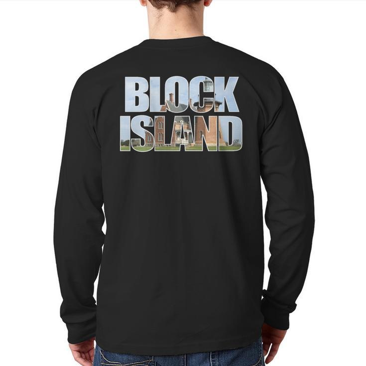 Block Island Lighthouse Souvenir Rhode Island Beach Keepsake Back Print Long Sleeve T-shirt