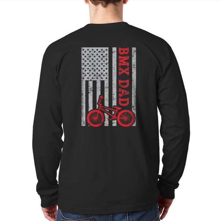 Bmx Dad Patriot Freestyle Bike Father's Day Usa Back Print Long Sleeve T-shirt