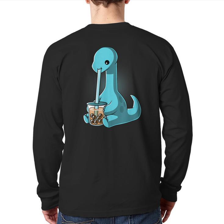 Boba Dinosaur Kawaii Cute Anime Boba Dino Bubble Tea Back Print Long Sleeve T-shirt