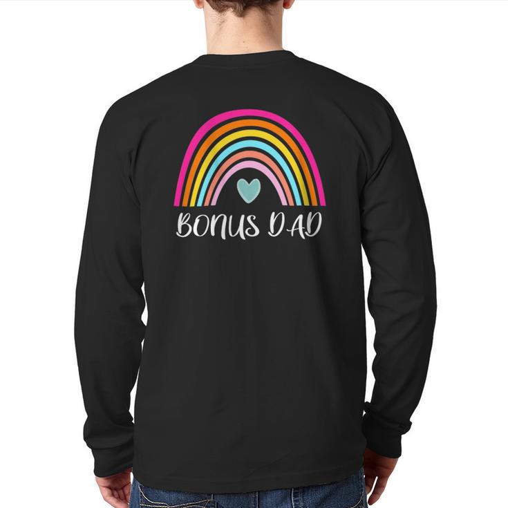 Bonus Dad From Daughter For Father's Day Rainbow Back Print Long Sleeve T-shirt