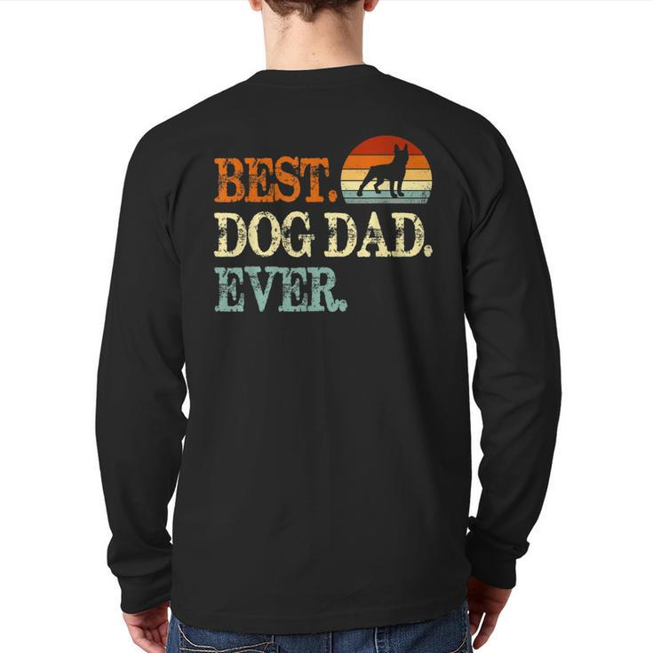 Boston Terrier Best Dog Dad Ever Retro Vintage Back Print Long Sleeve T-shirt