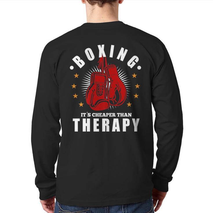 Boxing It's Cheaper Therapy Boxing Gloves Boxer Back Print Long Sleeve T-shirt