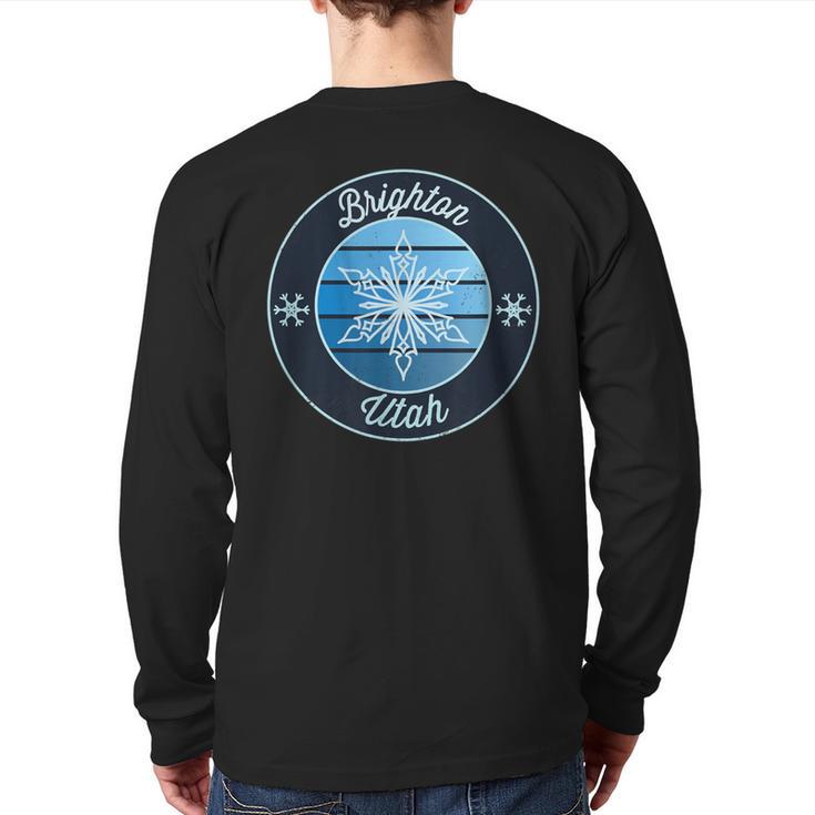 Brighton Utah Ut Ski Souvenir Snow Graphic Back Print Long Sleeve T-shirt