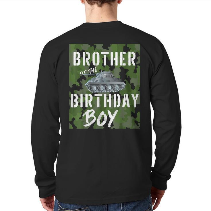 Brother Of The Birthday Boy Military Tank Matching Family Back Print Long Sleeve T-shirt