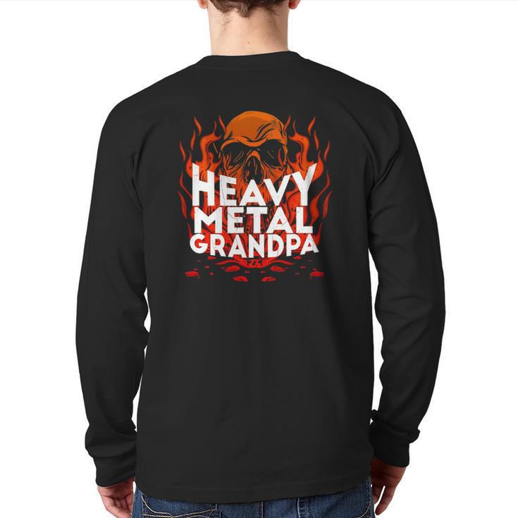 Brutal Heavy Metal Crew Heavy Metal Grandpa Skull On Flames Back Print Long Sleeve T-shirt