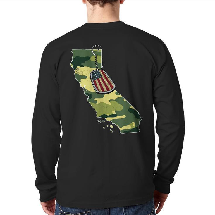 California Camouflage Veteran Pride Back Print Long Sleeve T-shirt