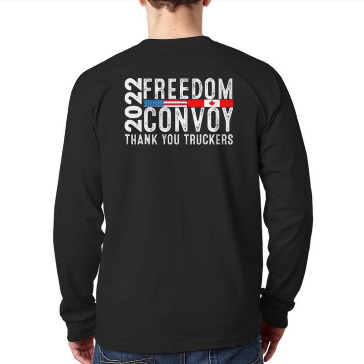 Canada Freedom Convoy 2022 Canadian Truckers Support Us Back Print Long Sleeve T-shirt