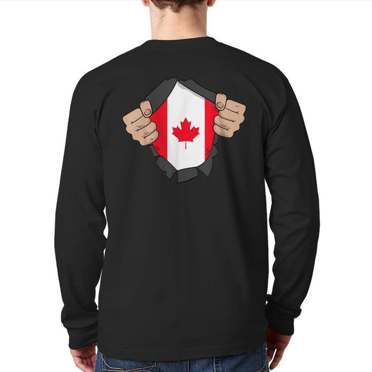 Canada National Flag With Ripped Back Print Long Sleeve T-shirt