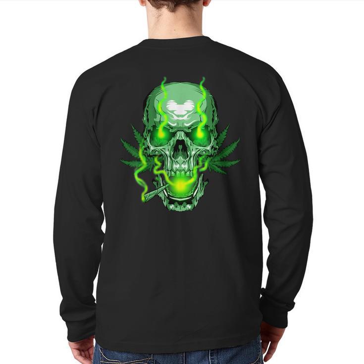 Cannabis Skull Skeleton Dead Head Death Cool Weed Idea Back Print Long Sleeve T-shirt