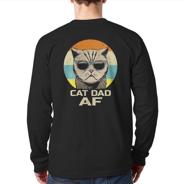 Cat Dad Af Vintage Retro Fathers Day Back Print Long Sleeve T-shirt