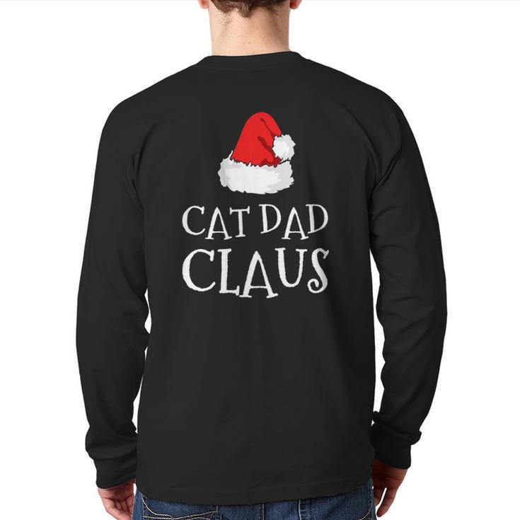 Cat Dad Claus Christmas Hat Family Group Matching Pajama Back Print Long Sleeve T-shirt