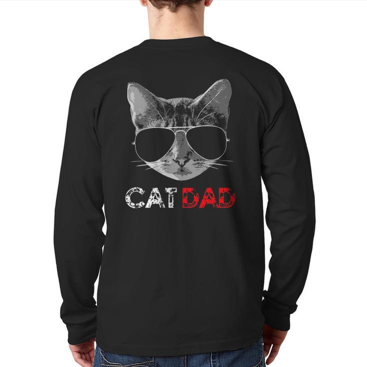 Cat Dad Father's Day For Cat Lovers Back Print Long Sleeve T-shirt