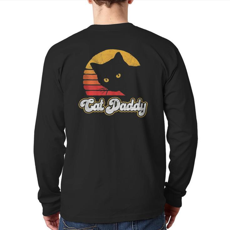 Cat Daddy Vintage Eighties Style Cat Retro Distressed Back Print Long Sleeve T-shirt