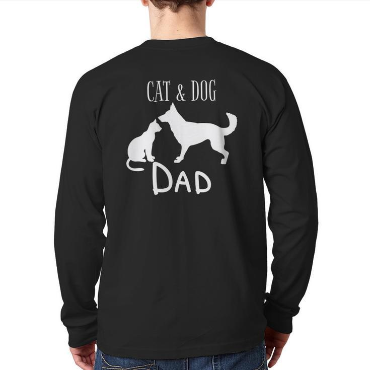 Cat Dog Dad Owner Cute Father Daddy Pet Papa Back Print Long Sleeve T-shirt