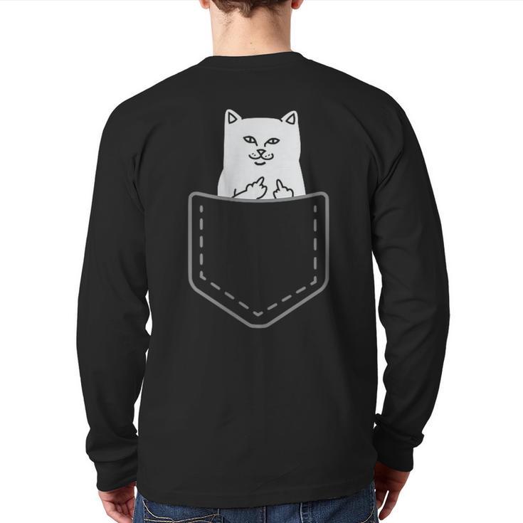 Cat Flipping Off Cat Back Print Long Sleeve T-shirt