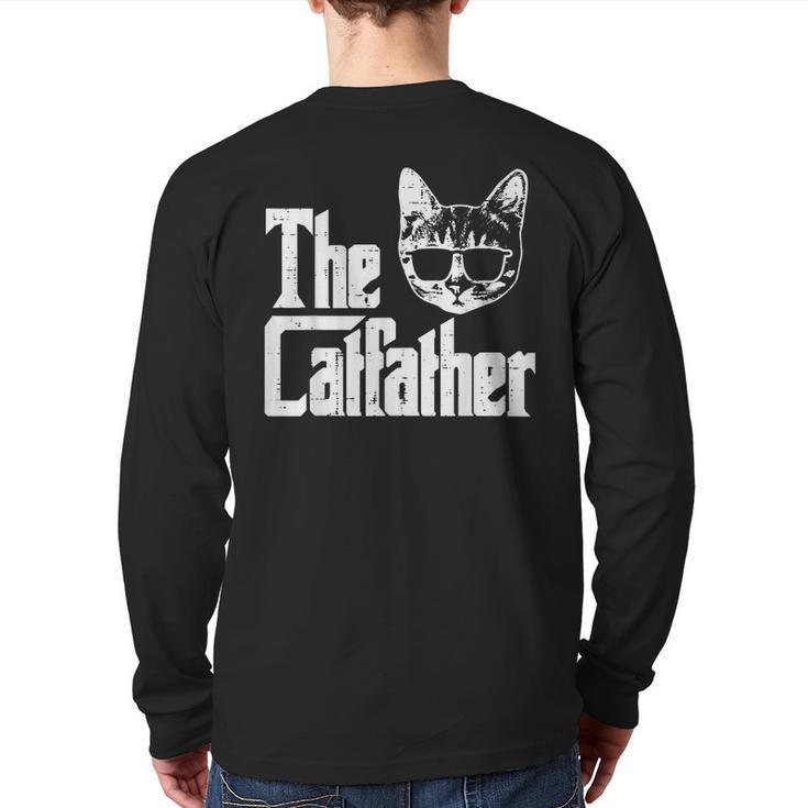 The Catfather Cat Dad Fathers Day Movie Pun Papa Men Back Print Long Sleeve T-shirt
