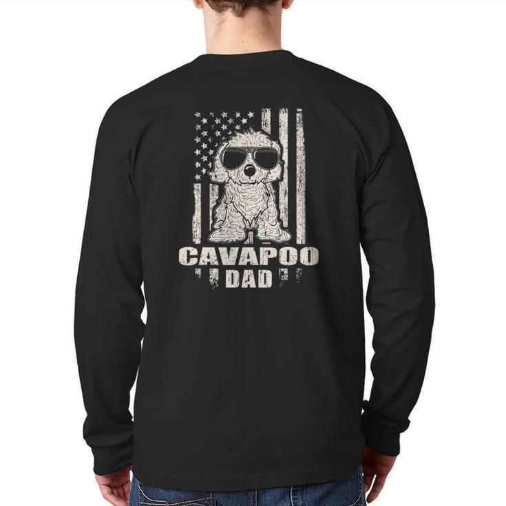 Cavapoo Dad Cool Vintage Retro Proud American Back Print Long Sleeve T-shirt