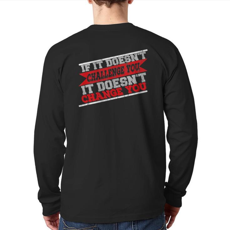 Challenge Yourself Motivational Quote Exercise Fitness Gym Back Print Long Sleeve T-shirt