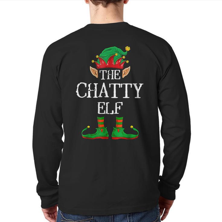 Chatty Elf Family Matching Christmas Pajama Pj Back Print Long Sleeve T-shirt