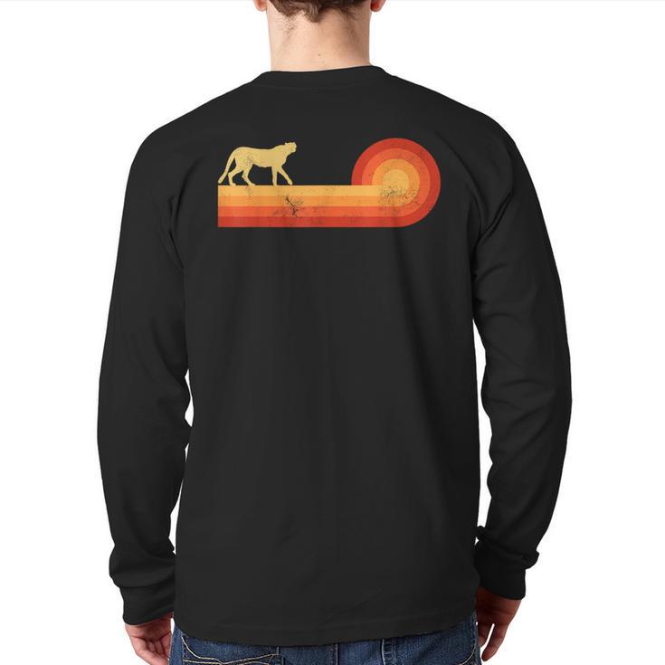 Cheetah Retro Vintage 60S 70S Sunset Mammal Animal Lovers Back Print Long Sleeve T-shirt