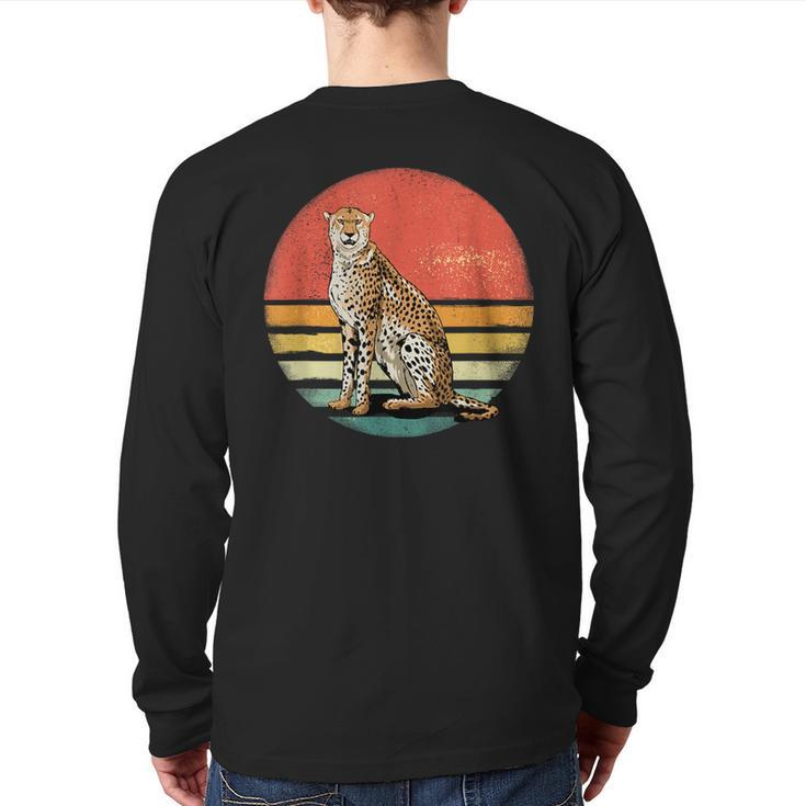 Cheetah Retro Vintage 70S Cheetah African Animal Lover Back Print Long Sleeve T-shirt