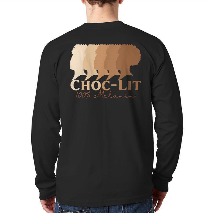 Choc-Lit 100 Melanin Black Pride History Bhm Ethnic Back Print Long Sleeve T-shirt