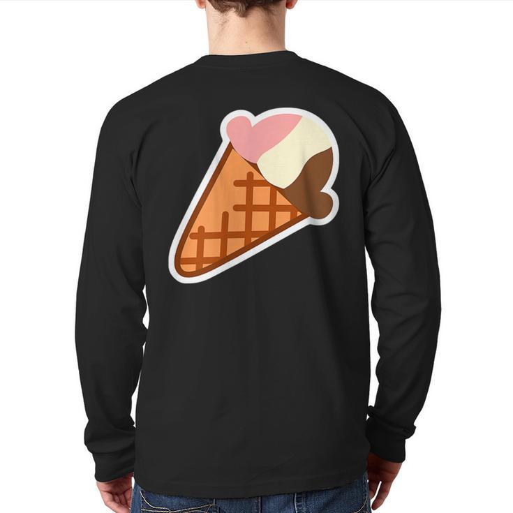 Chocolate Strawberry Vanilla Neapolitan Dessert Ice Cream Back Print Long Sleeve T-shirt