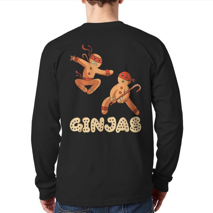 Christmas Ginjas Ninja Gingerbread Man Back Print Long Sleeve T-shirt