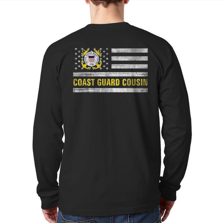Coast Guard Cousin With American Flag For Veteran Day Veteran  Back Print Long Sleeve T-shirt