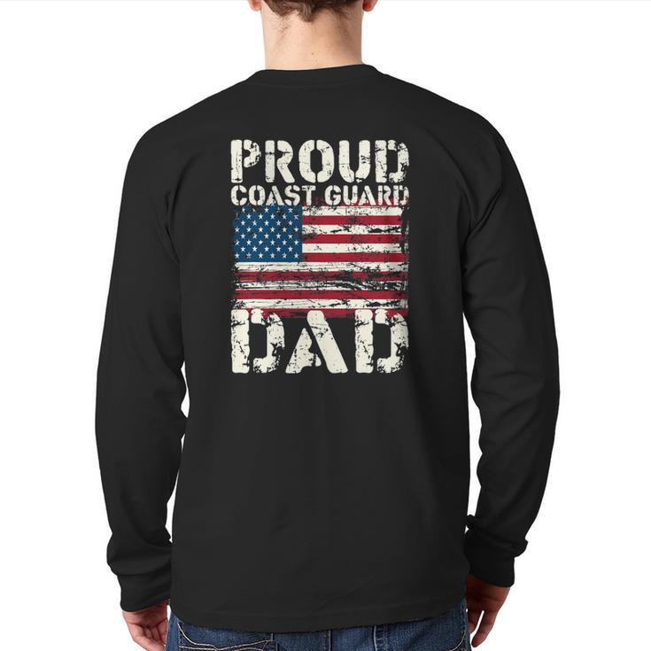 Coast Guard Dad Uscg Distressed Us American Flag Back Print Long Sleeve T-shirt