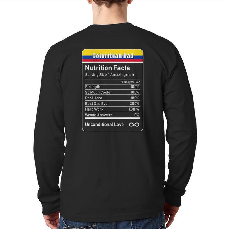 Colombian Dad Nutrition Facts Father's Back Print Long Sleeve T-shirt