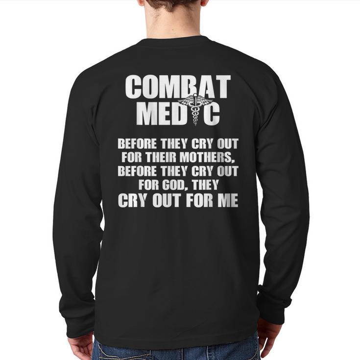 Combat Medic Cry Out Usa American Military Back Print Long Sleeve T-shirt