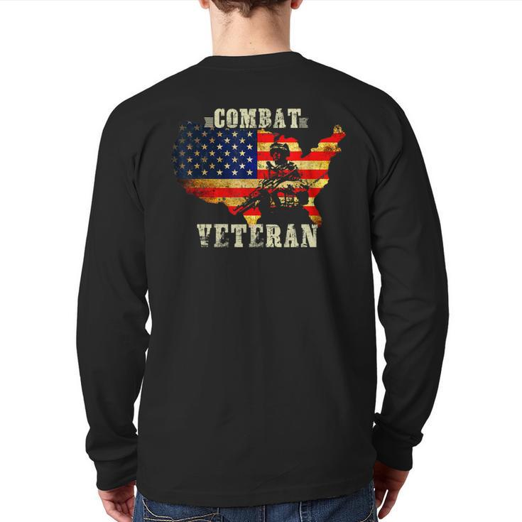 Combat Veteran Proud American Soldier Military Army Back Print Long Sleeve T-shirt