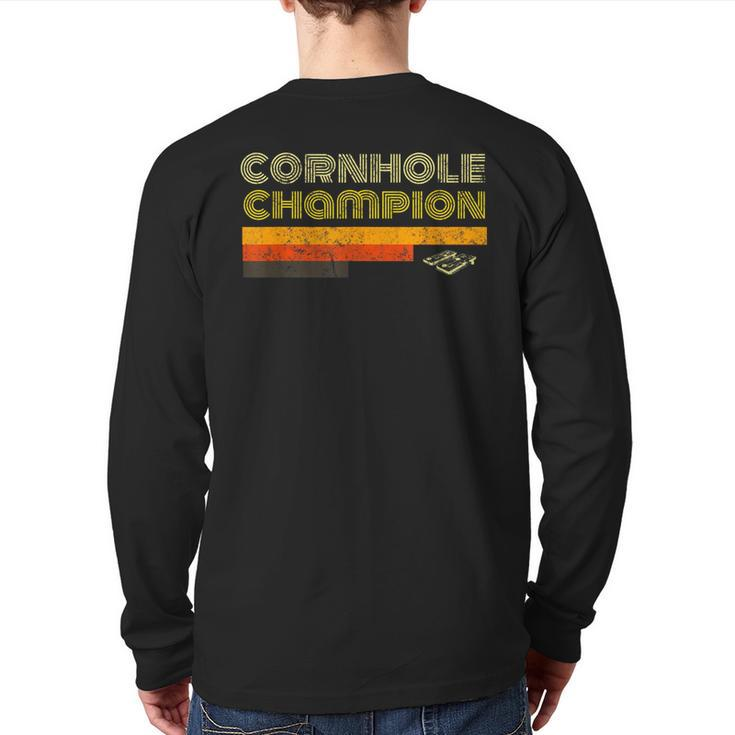 Cornhole For Team Dad Vintage Retro Back Print Long Sleeve T-shirt