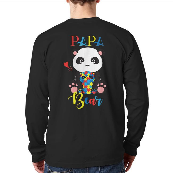Cute Panda Bear Lovers Papa Panda Autism Father Puzzle Baby Back Print Long Sleeve T-shirt